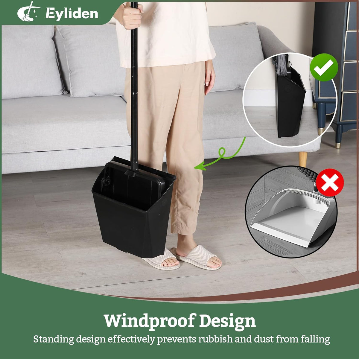 Eyliden Large Commercial Dustpan with Comb Teeth, Upright