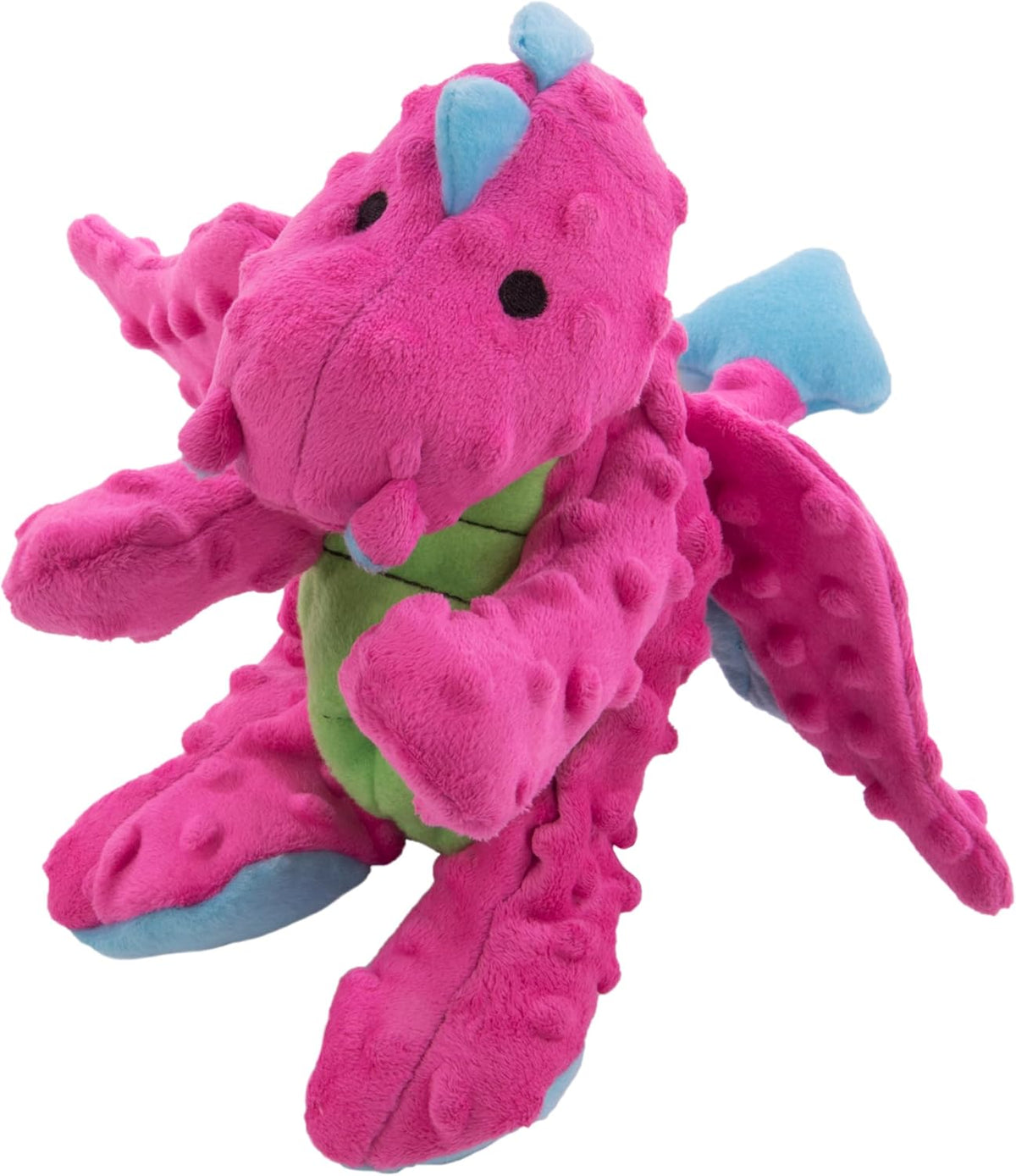 goDog Bubble Plush Dragons Squeaky Dog Toy, Chew Guard Technology - Coral, Large