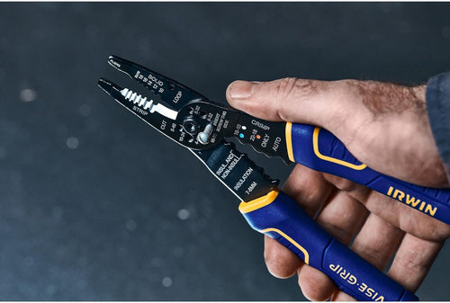 IRWIN Vise-Grip Wire Stripper, 8 Inch, Cuts 10-22 AWG, Plier Style Nose, ProTouch for Comfort, Blue (2078309)