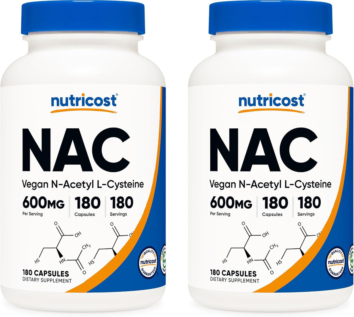 Nutricost N-Acetyl L-Cysteine (NAC) 600mg, 120 Vegetarian Capsules