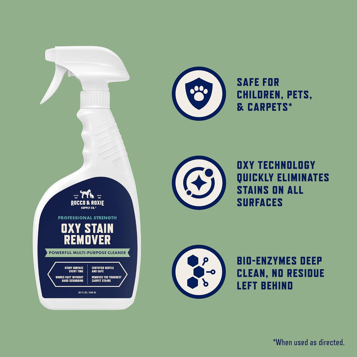 Rocco & Roxie Oxy Stain Remover, Oxygen-Powered Carpet Spray