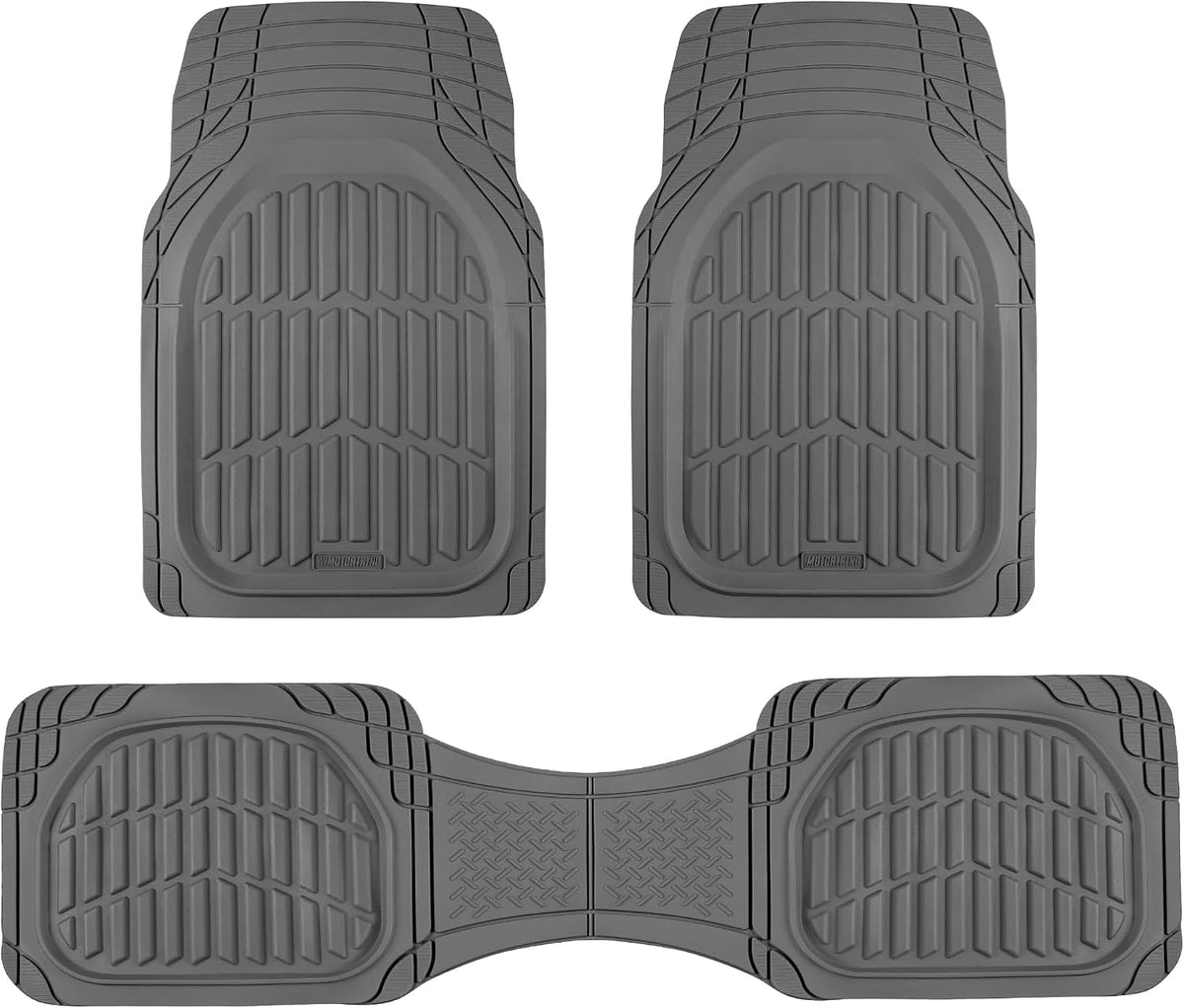 Motor Trend FlexTough Floor Mats for Cars, Black Deep Dish All-Weather Car Mats, Waterproof Trim-to Fit Automotive Floor Mats for Cars Trucks SUV, Universal Floor Liner Car Accessories