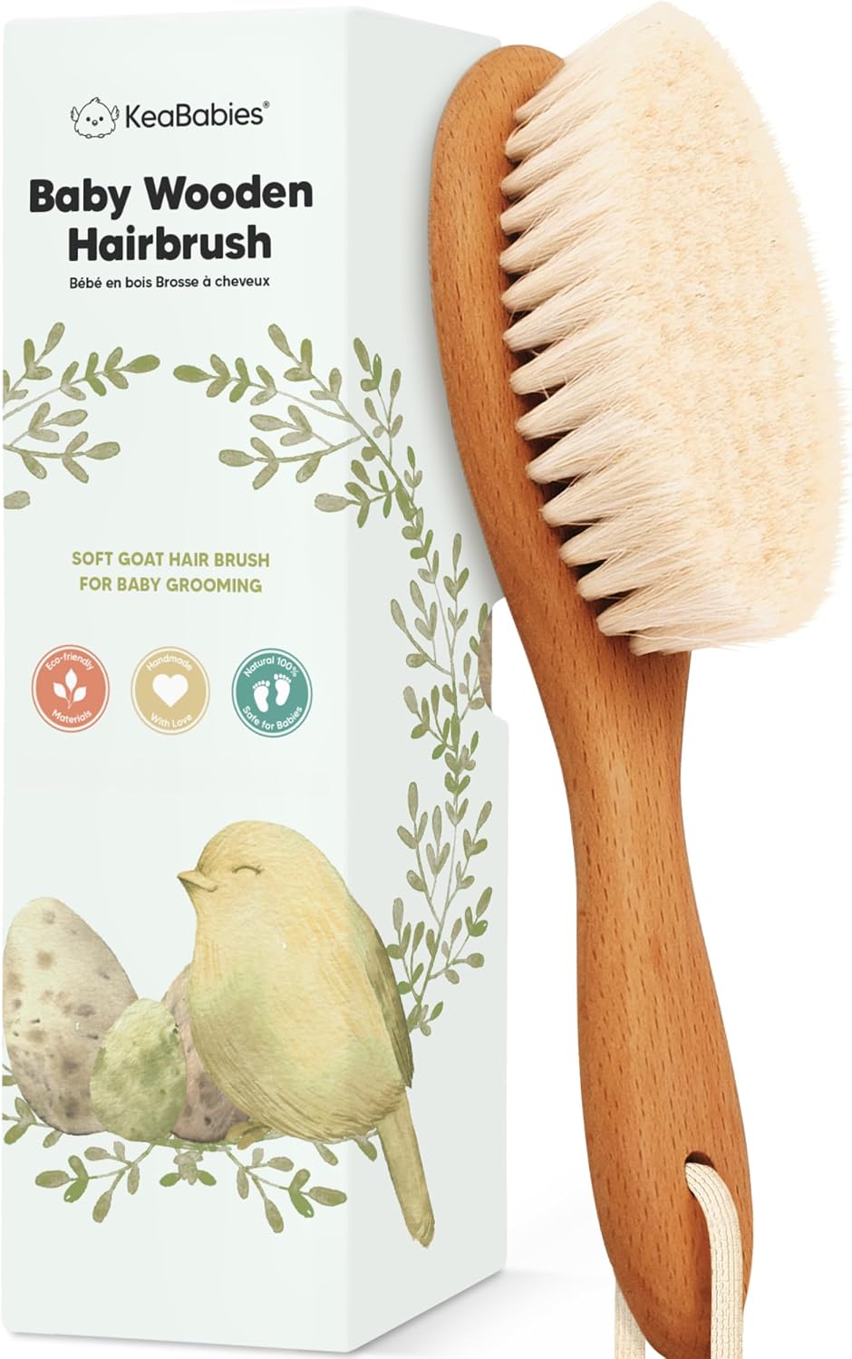 Wooden Baby Hair Brush for Toddler, Infant Cradle Cap (Walnut, Regular)
