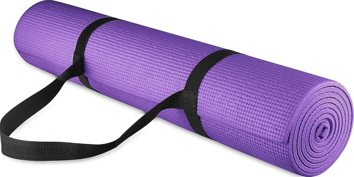 Fitvids All Purpose 1/4-Inch High Density Anti-Tear Exercise Yoga Mat with Carrying Strap with Optional Yoga Blocks, Multiple Colors