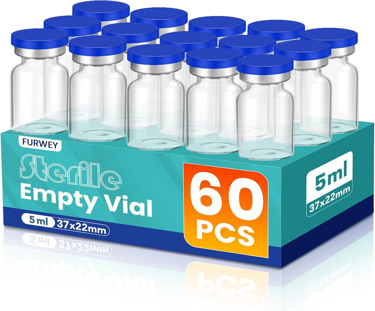 FURWEY 10ML Sterile Vials, Glass Empty Vials for Injection, 20 Pack