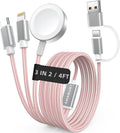 Travel Essentials,3 in 2 USB C Cable for Apple Watch Charger,iPhone Charger,Multi Charging Cable,Cruise Vacation Camping Essentials for iWatch Series 11-2/Ultra,iPhone 17-12,Car Accessories,Grey-6FT