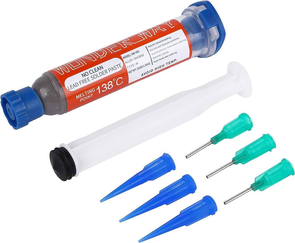 Wonderway Sn42/Bi58 T4 Lead Free Solder Paste No Clean, 138℃ Melting Point (20g)
