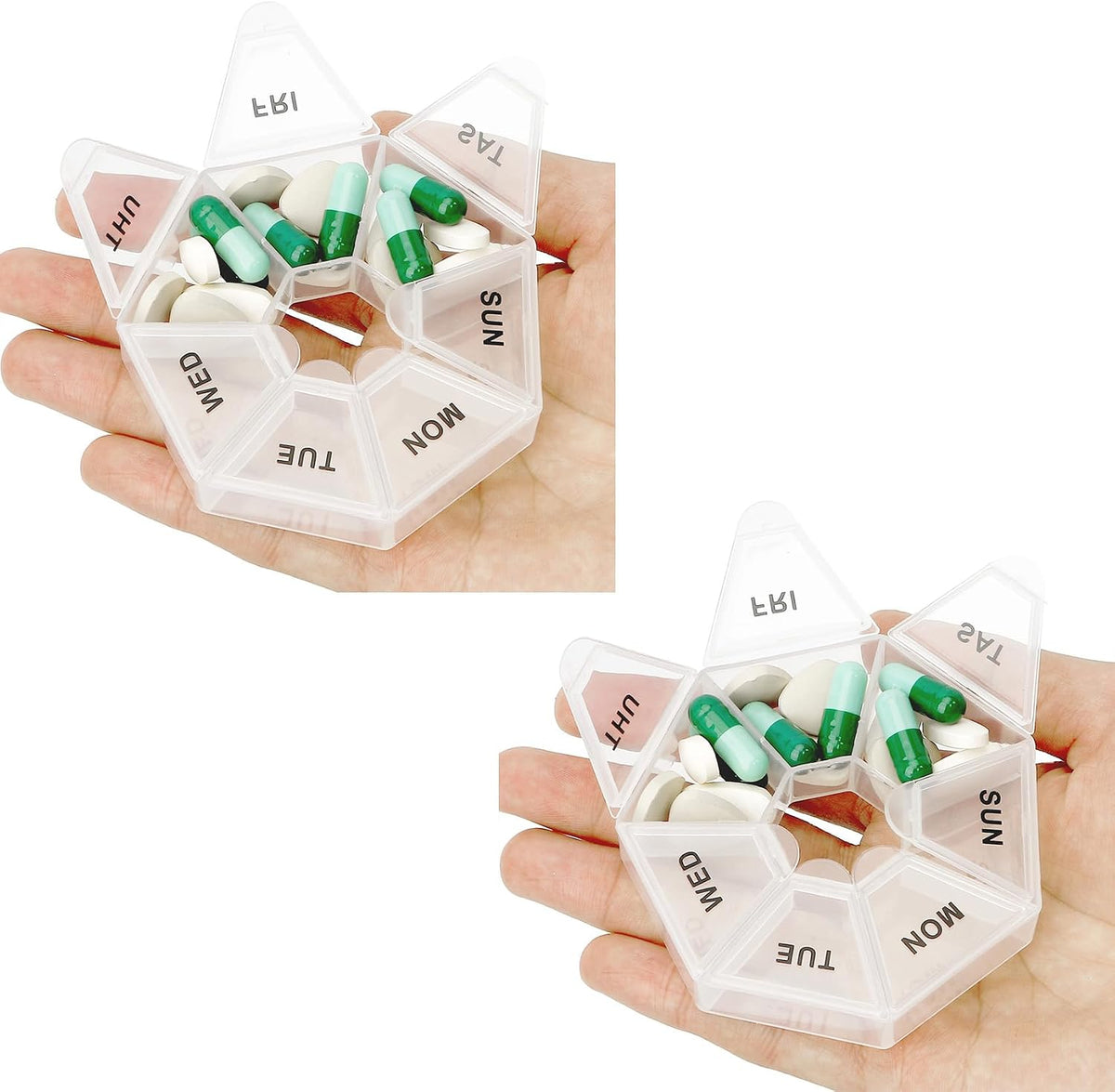 Pill Organizer, Pill Box, Small Pill Case, Medicine Pill Organizer 1 Time a Day, Weekly Pill Organizer, Pill Container, Pill Holder, Daily Pill Organizer Travel Pill Organizer 7 Day (Black)
