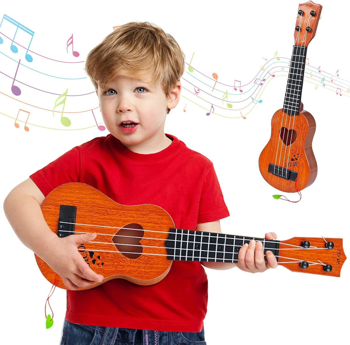 Kids Toy Ukulele Guitar,17 Inch Classical Guitar Musical Toy,4 Strings Guitar Ukulele Educational Learning Toy for Toddlers and Preschoolers