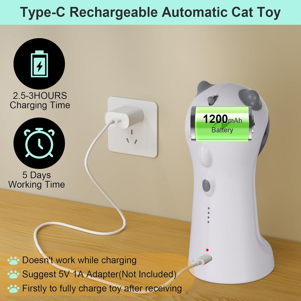 TBTeek Cat Toy, Automatic Motion-Activated, 5 Fun Patterns, 4 Speed Modes