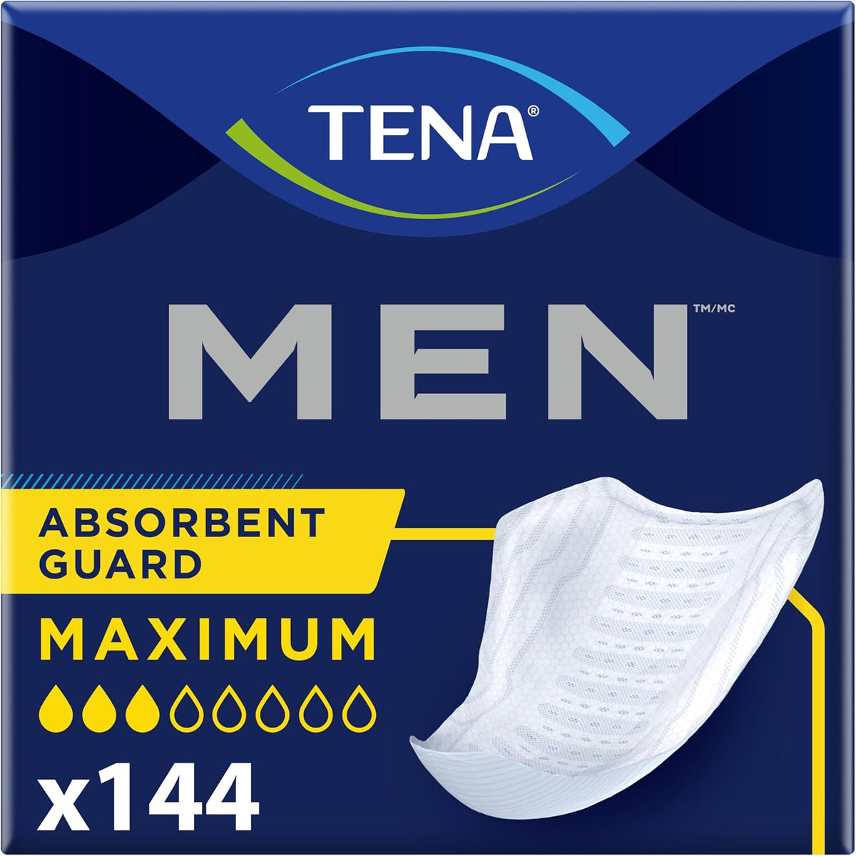 TENA Men Maximum Guards, Incontinence Pads for Men, 144 ct