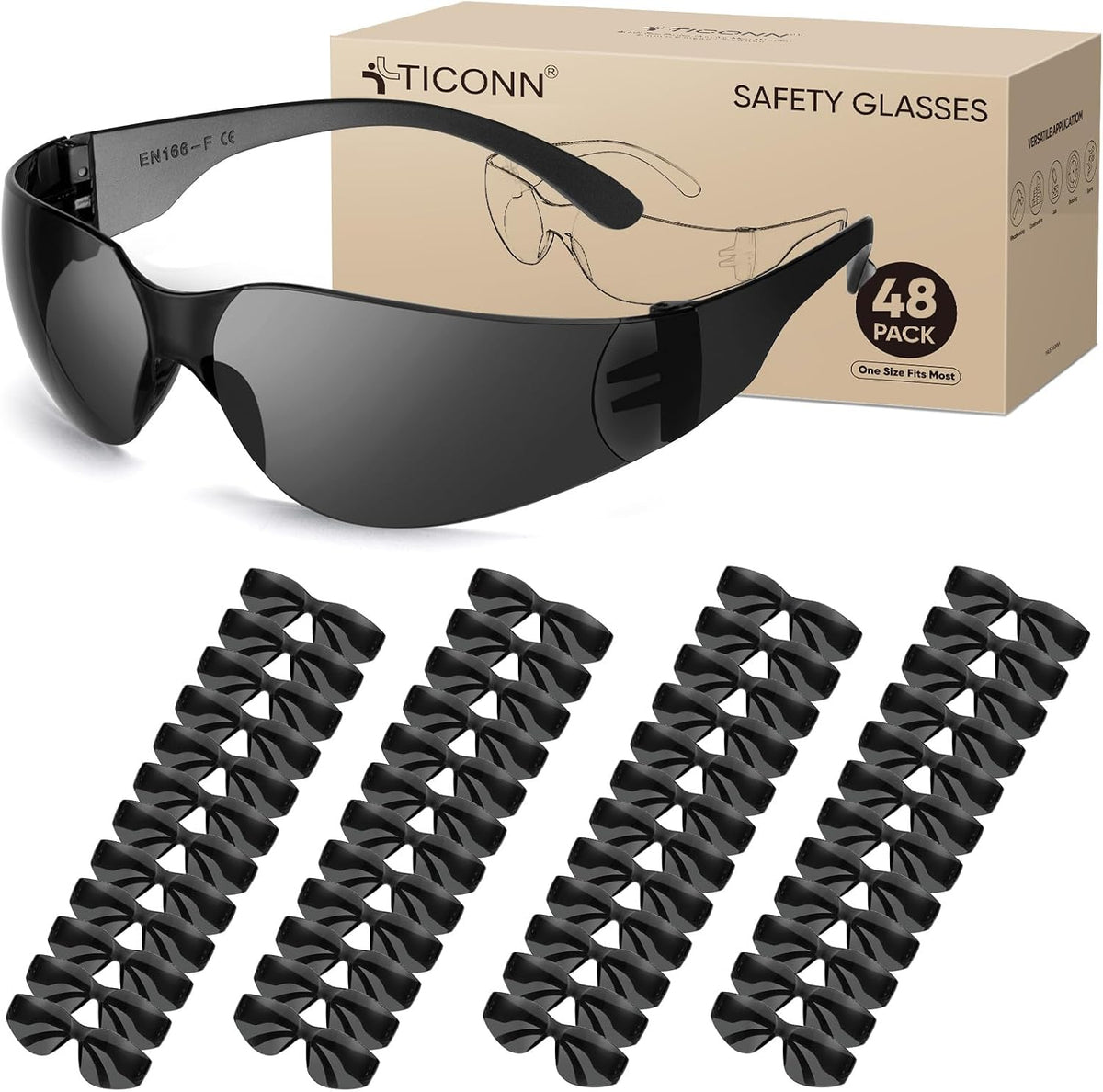 TICONN Clear Safety Glasses for Men & Women, ANSI Z87.1 Safety Goggles