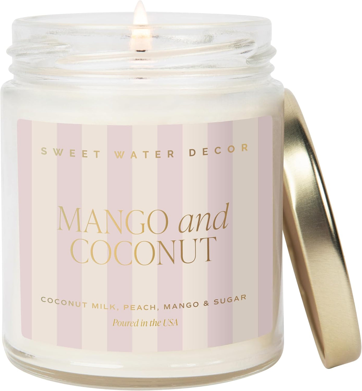 Sweet Water Decor Salt and Sea Patterned Candle – Soy Candles with Sea Salt, Citrus, Musk, Amber Aroma– 40 Hour Burn – 9oz Clear Glass Jar – Ocean Summer Candles for Home Decor