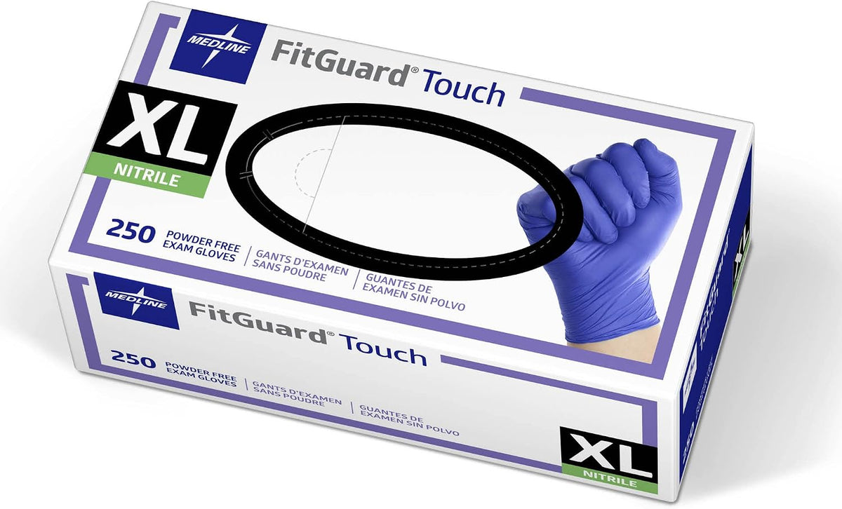 Medline FitGuard Touch Nitrile Exam Gloves, 300 Count, Medium, Powder Free, Disposable, Not Made with Natural Rubber Latex, Excellent Sense of Touch for Medical Tasks, Durable for Household Chores