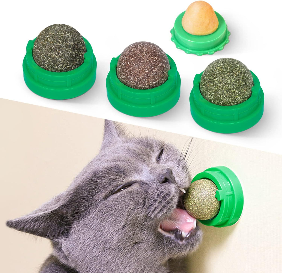 Potaroma Catnip Toys Balls 4 Pcs with Extra Cat Energy Ball