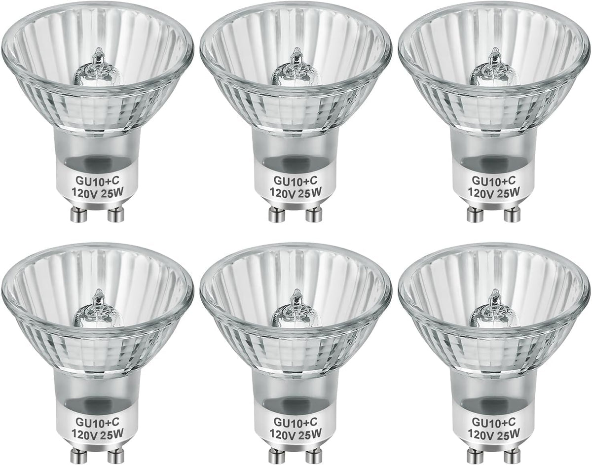 SerBion GU10 120V 50W Halogen Light Bulbs for Track and Range Hood, GU10+C Candle Warmer Lamp with Dimmable, 2700K Warm White, 6000+Hours Long-Lasting Pack of 6