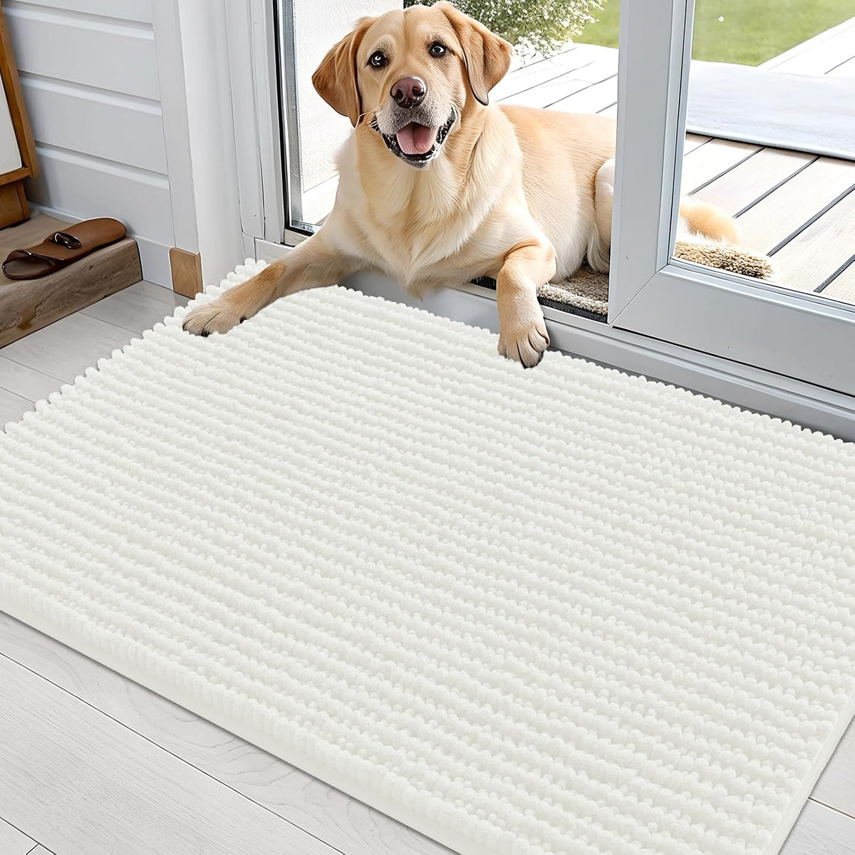 OLANLY Dog Door Mat for Muddy Paws 30x20, Extra Absorbent Chenille Mud Mat