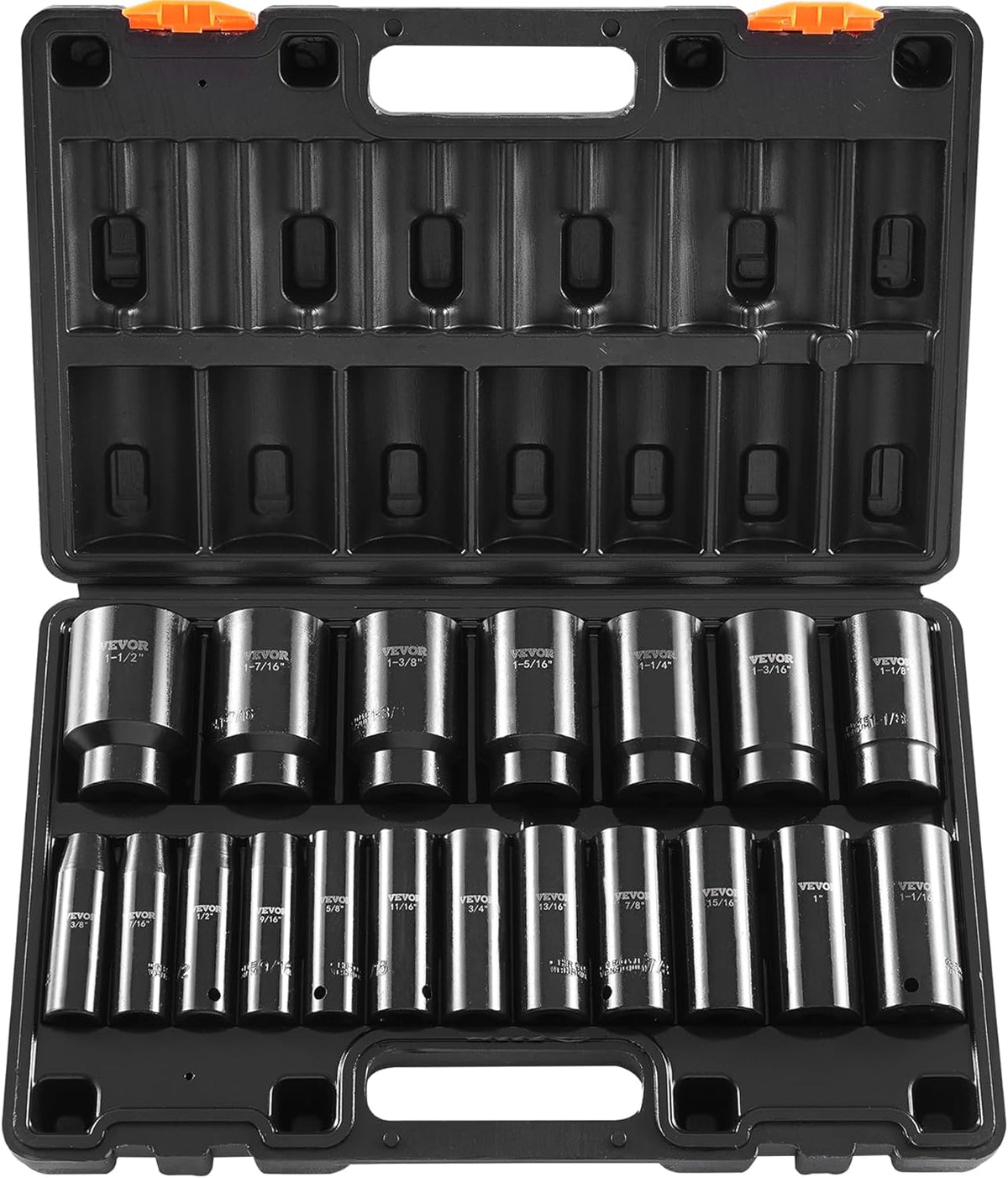VEVOR 3/8" Drive Impact Socket Set, 50-Piece, Deep & Shallow Kit