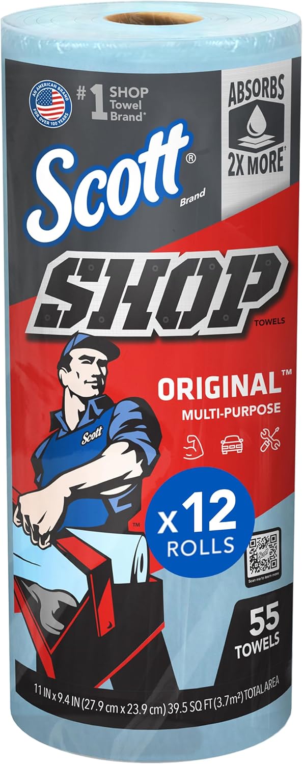 Scott Kimberly-Clark Professional Logistics Supply 75130KC Scott Shop Towels Blue 11 plug X 10,4 plug (27,9cm X 26,4cm), 1 Roll, 55 Per Pack