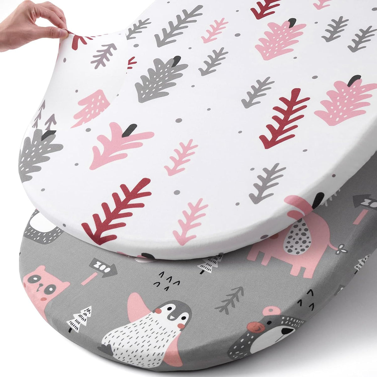 Pack n Play Sheets, BROLEX 2 Pack Mini Crib Sheets,Stretchy Portable Fitted Playard Sheet Set, Convertible Playard Mattress Cover,Ultra Soft Breathable Material,Elephant Whale