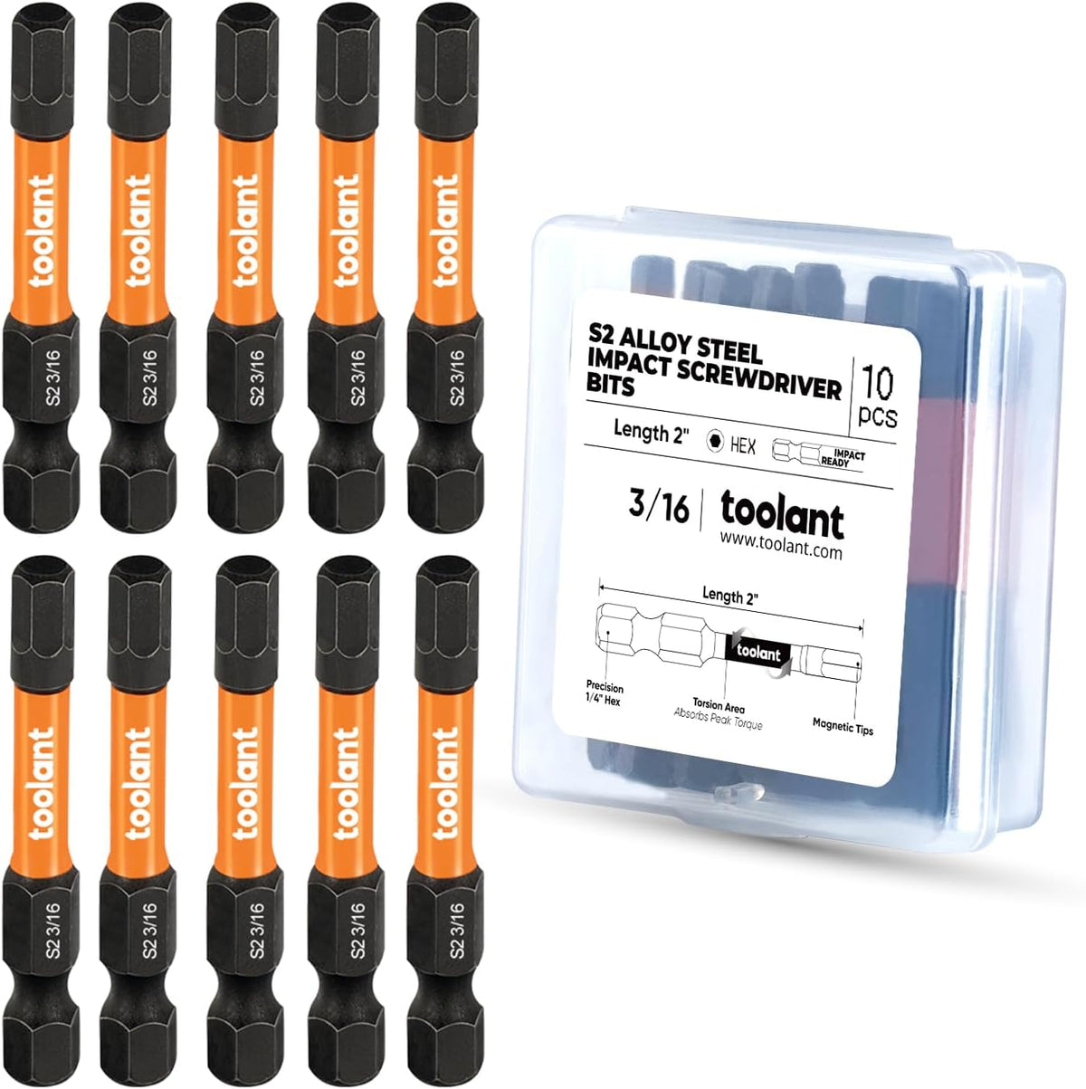 toolant Impact Allen Wrench Drill Bit Set, 20-Piece Metric & SAE, 2-Inch
