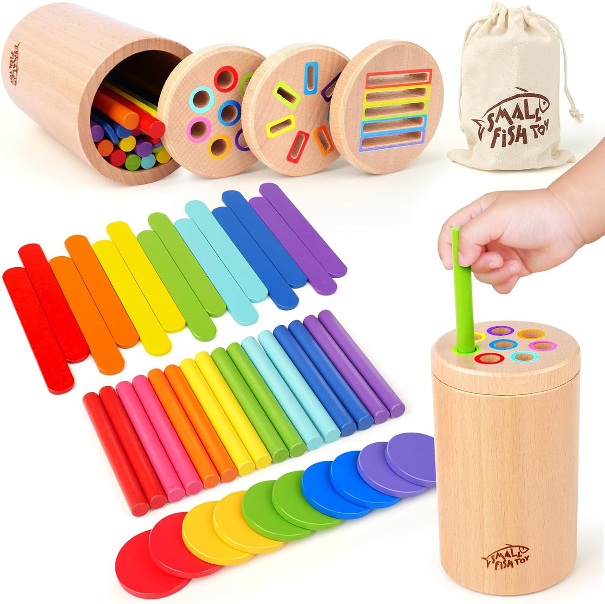 Wooden Montessori Baby Toddler Toys 3in 1 Learning Fine Motor Preschool Toy