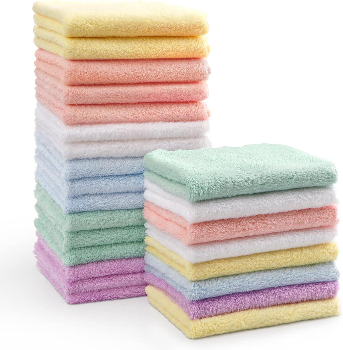 HOMEXCEL Baby Washcloths 24 Pack Microfiber Coral Fleece Soft Wash Cloths