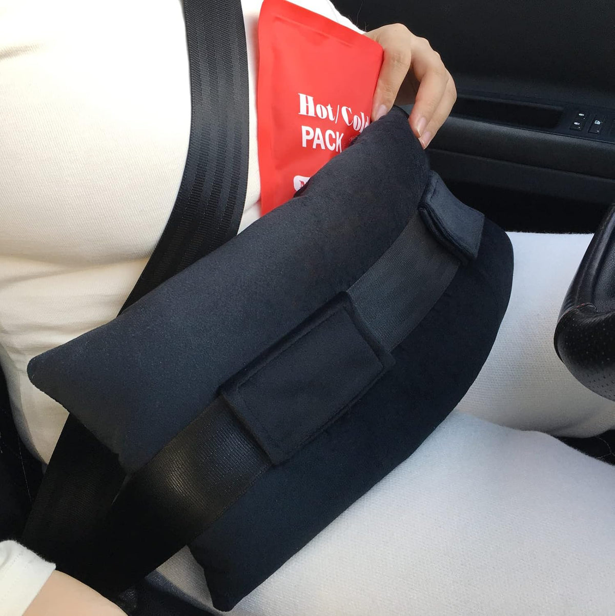 Hysterectomy Seatbelt Pillow Post Abdominal Surgery Myomectomy Pillows with Pocket for Ice/Hot Packs Breast Reduction Belly Incision Tummy Tuck C-Section Recovery Patients Gifts Minky Dot Light Gray