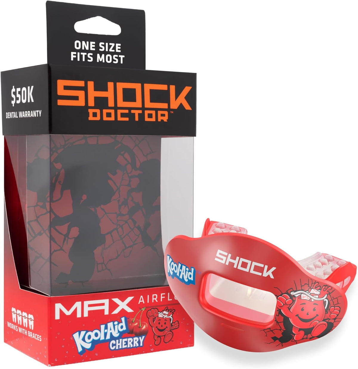Shock Doctor Kool Aid Lip Guard Mouth Guard - Max Air Flow, Full Mouth Protection Compatible with Braces, Lip Guard, Instant Fit Mouthguard for Football, Hockey, Lacrosse