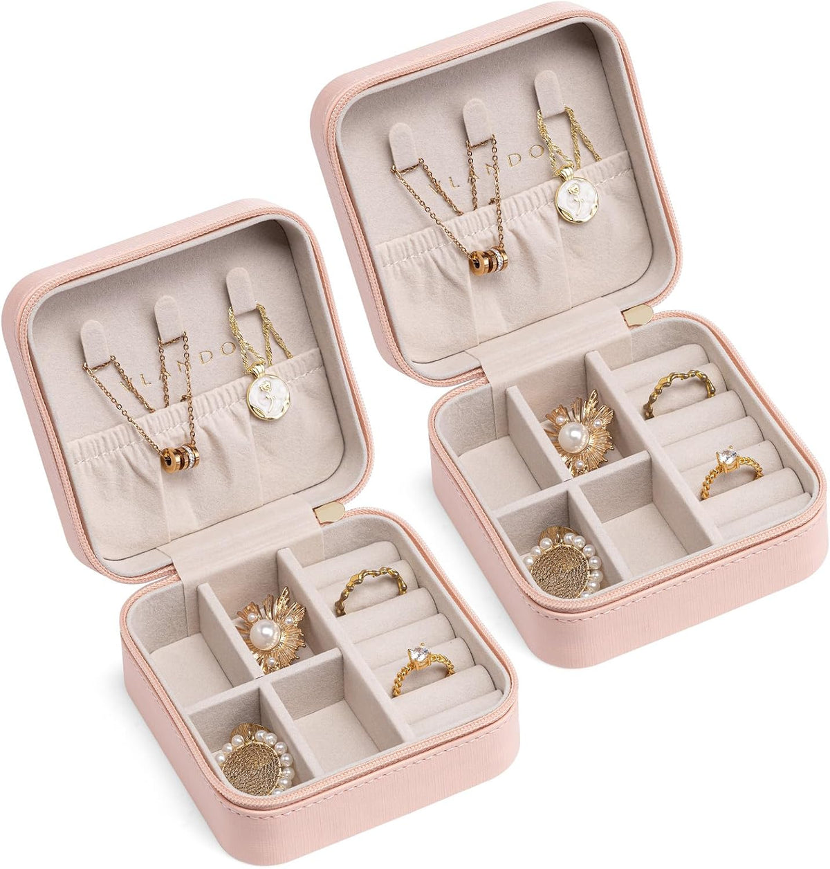 VLANDO Travel Jewelry Case, Compact Design, Necklace Hook, Anti-Tangle