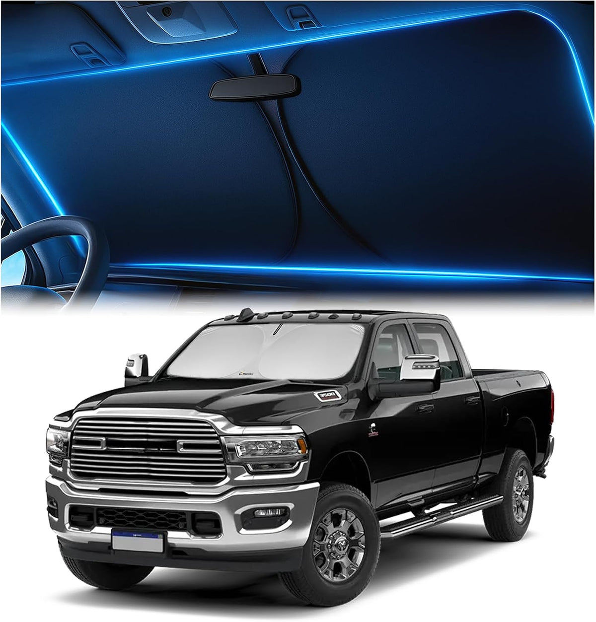 Magnelex Windshield Sun Shade for GMC Sierra 1500 2500 3500 (SLT AT4 Denali) 2019-2026, Foldable Car Window Sunshade, Heat & UV Visor Cover, Reflective Front Shades Accessories
