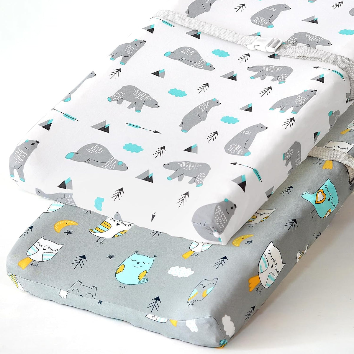 Pack n Play Sheets, BROLEX 2 Pack Mini Crib Sheets,Stretchy Portable Fitted Playard Sheet Set, Convertible Playard Mattress Cover,Ultra Soft Breathable Material,Elephant Whale