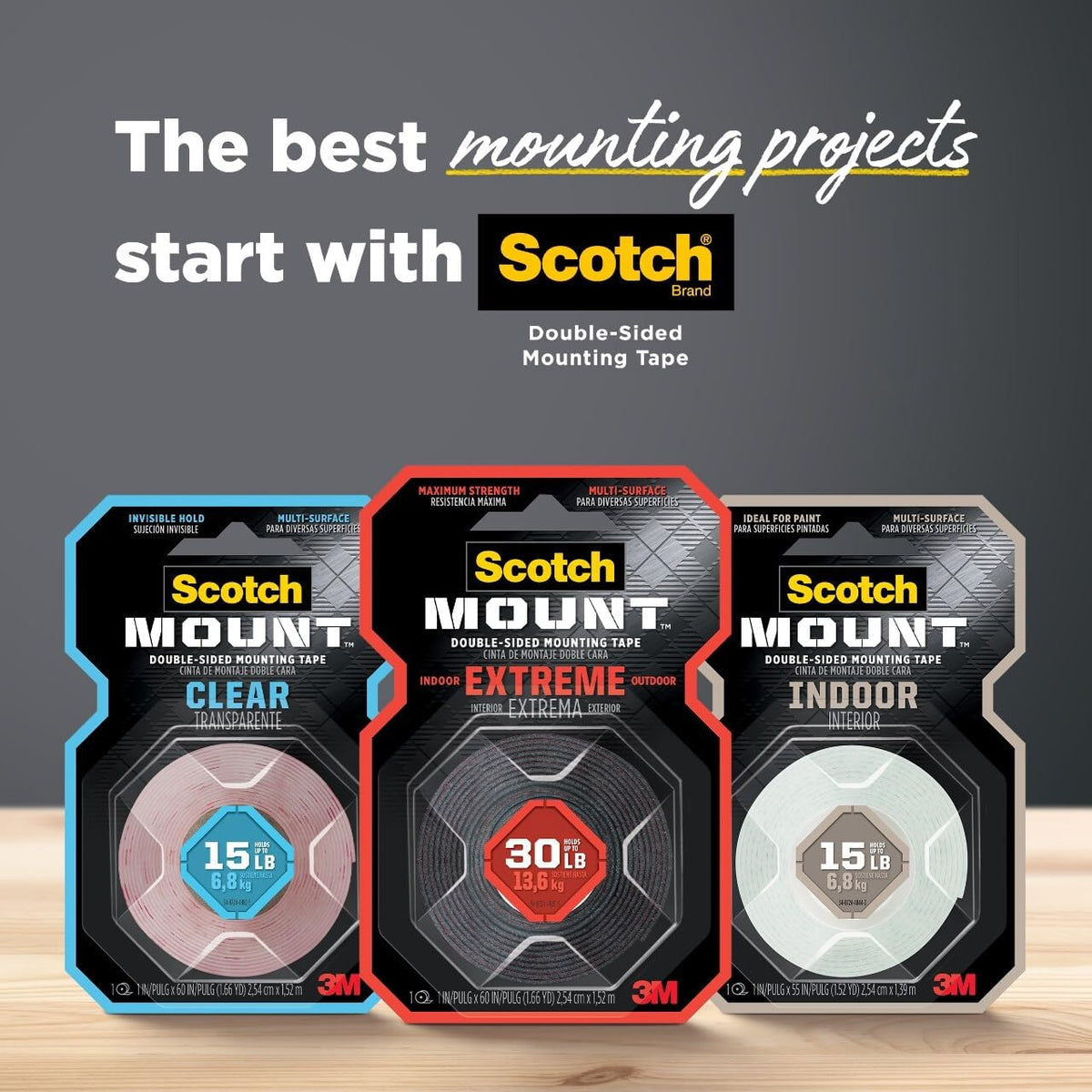 Scotch-Mount Indoor Double-Sided Mounting Tape, White, 1 Roll