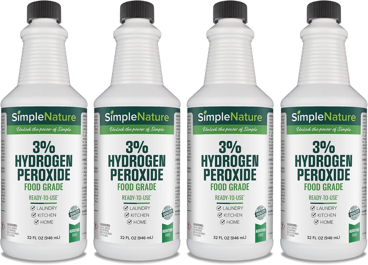 SimpleNature 12% Food Grade Hydrogen Peroxide Solution - 1 Gallon - Natural Multipurpose Cleaner - Made in USA - Ideal for Commercial, Residential, Kitchen, Bath, Laundry, and More