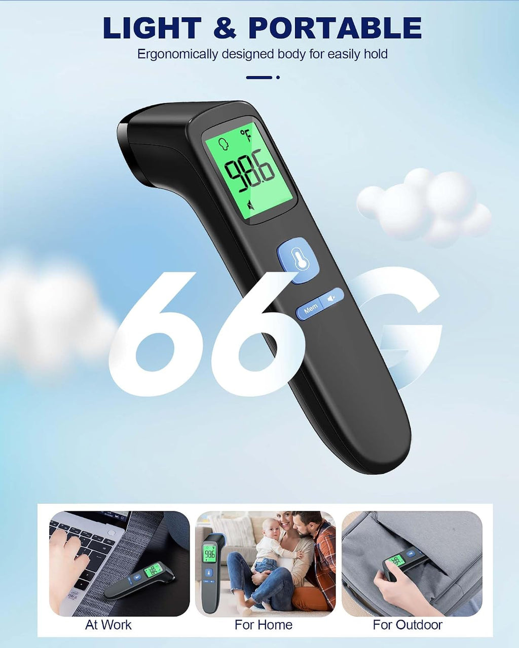 Non-Contact Forehead Thermometer for Adults and Kids, 1 Second Result