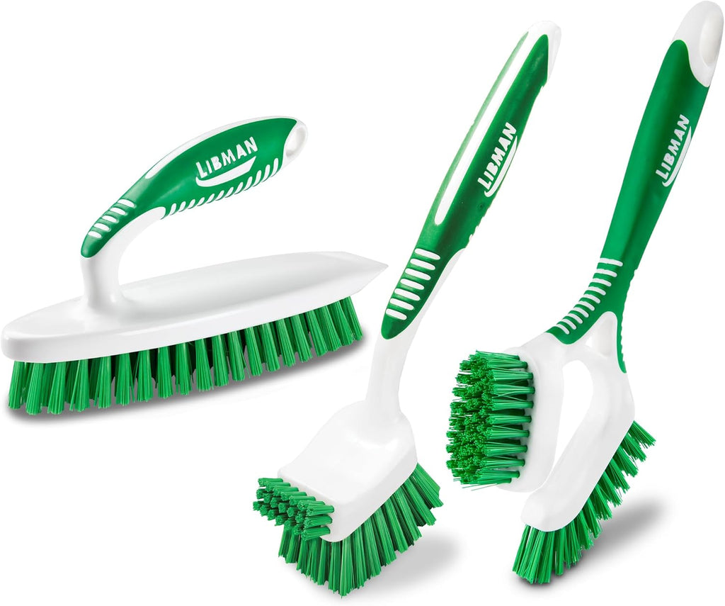 Libman Heavy Duty Scrub Brush Kit for Tub, Tile & Grout, 3 Brush Styles