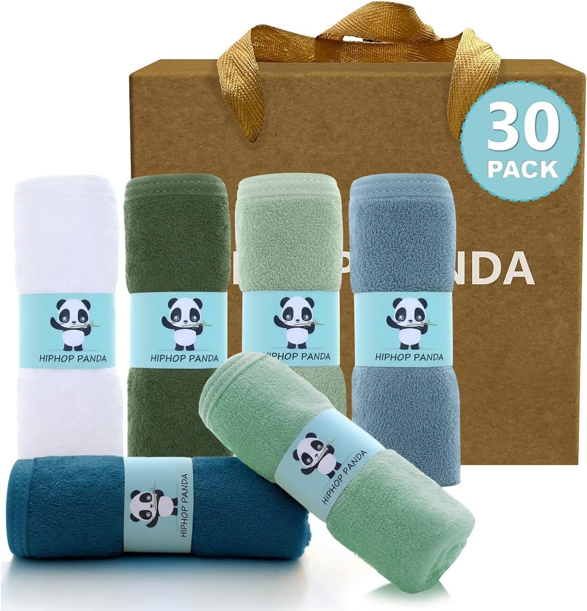 HIPHOP PANDA Ultra Soft Baby Washcloths, 2-Layer Absorbent Wash Cloths