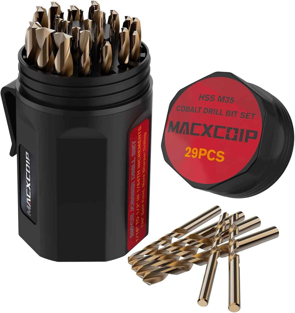 13Pcs(1/16"-1/4") Cobalt Drill Bit Set M35 HSS Jobber Length