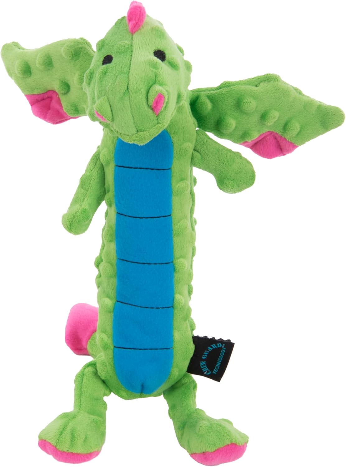 goDog Bubble Plush Dragons Squeaky Dog Toy, Chew Guard Technology - Coral, Large