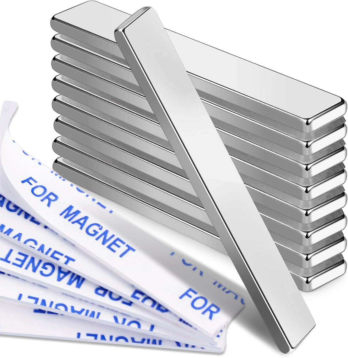 MIKEDE Strong Neodymium Magnets with Adhensive Backing 60x10x3 mm, 5 Pcs