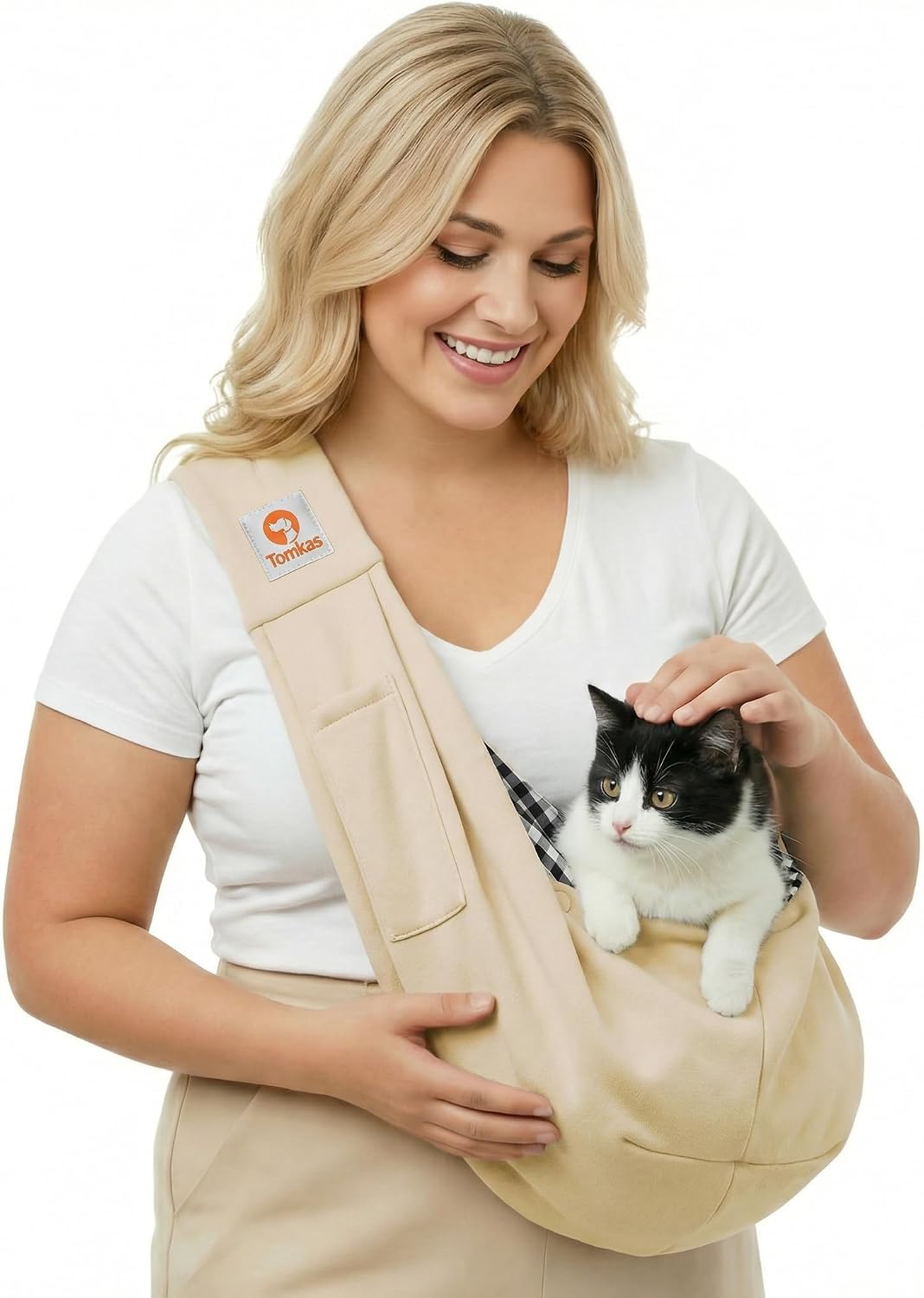 Tomkas Small Dog Sling Carrier - Classic Pocket & Classic Strap - Wrap Carrier - for 3-10 lbs Pets(Black)