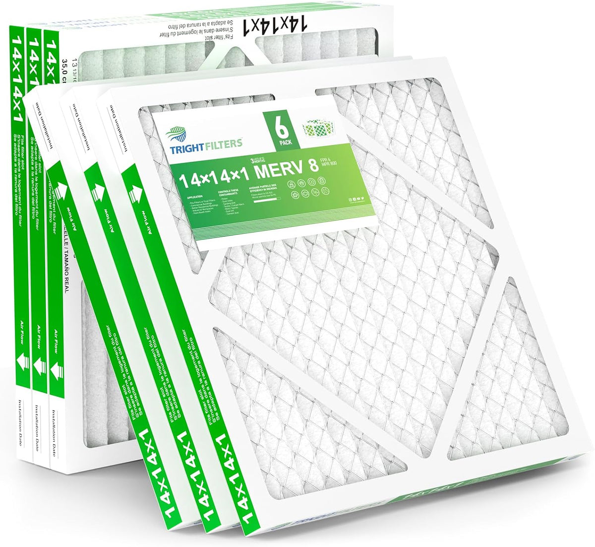 TRIGHTFILTERS 20x20x1 Air Filter 2 Pack, MERV 8 Filter Replacement