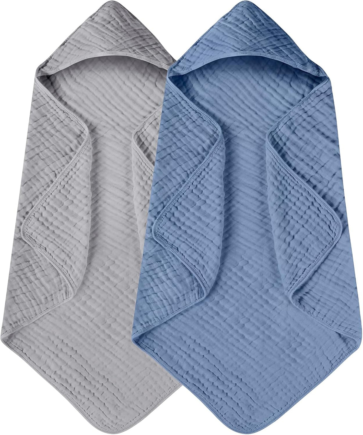 Yoofoss Hooded Baby Bath Towels 2 Pack 100% Muslin Organic Cotton with Hood