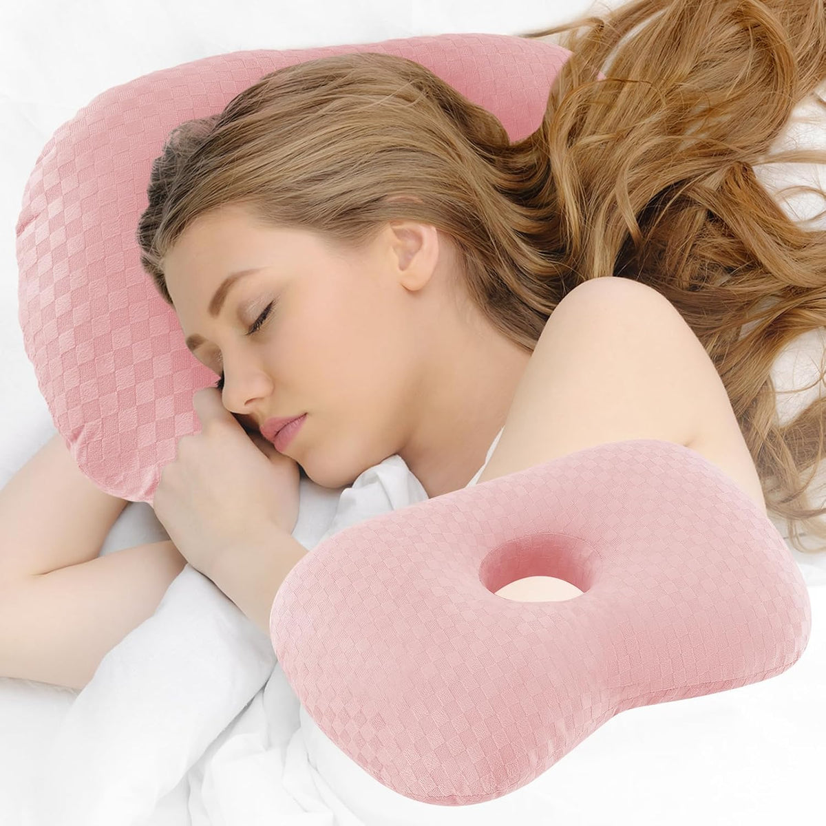 Ear Piercing Pillow, Ear Pillow with Ear Hole for Side Sleepers