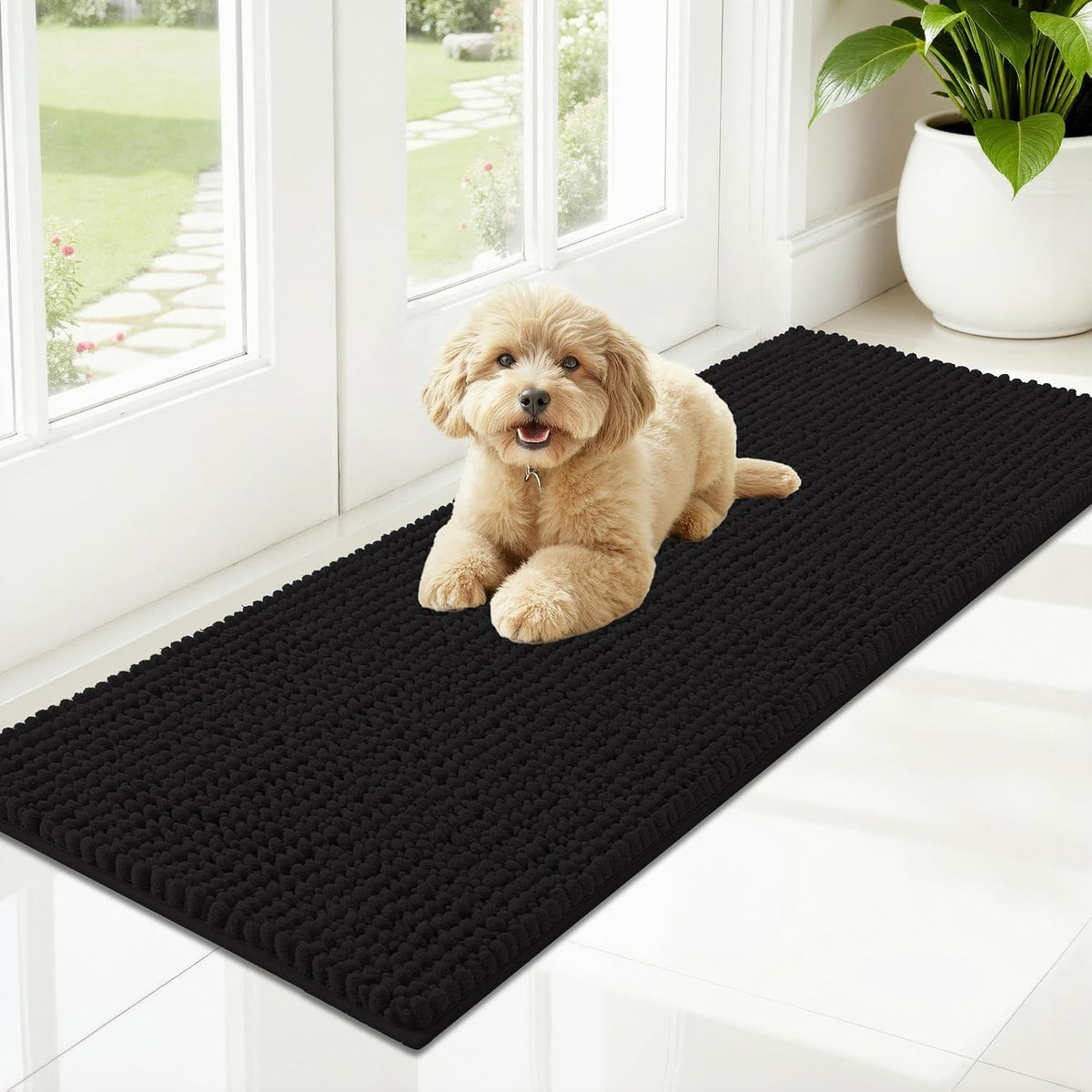 OLANLY Dog Door Mat for Muddy Paws 30x20, Extra Absorbent Chenille Mud Mat