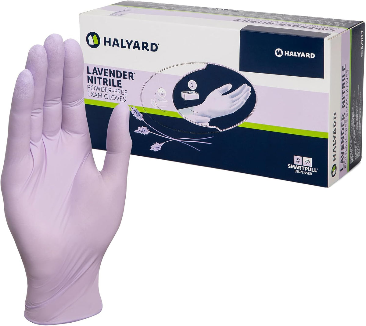 HALYARD LAVENDER NITRILE Exam Gloves, 3.1 mil, 9.5 Inches, Lavender, Medium, Box of 250 - Powder-Free, Non-Sterile Disposable Gloves