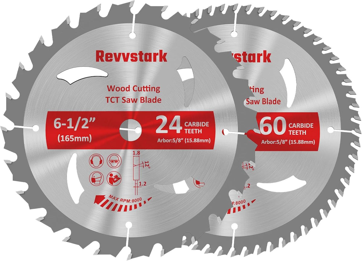 Circular Saw Blade 6-1/2" 24T&60T for Cutting Wood, 5/8" Arbor