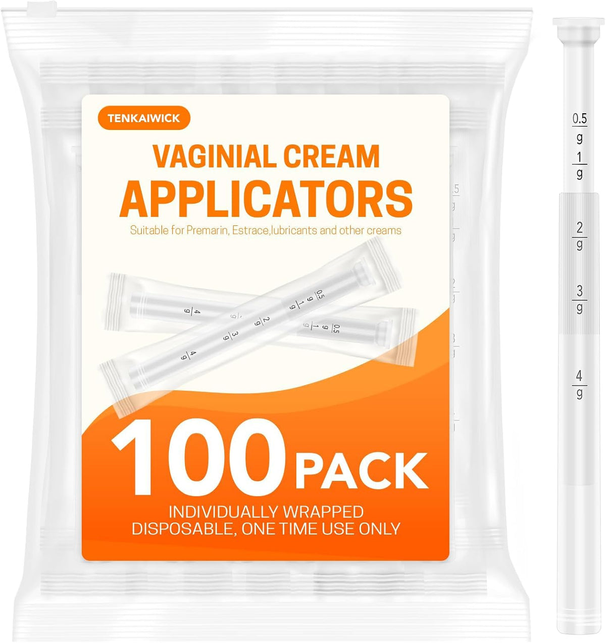 TENKAIWICK Vaginal Suppository Applicator 30Pk, Individually Wrapped, Soft Tip
