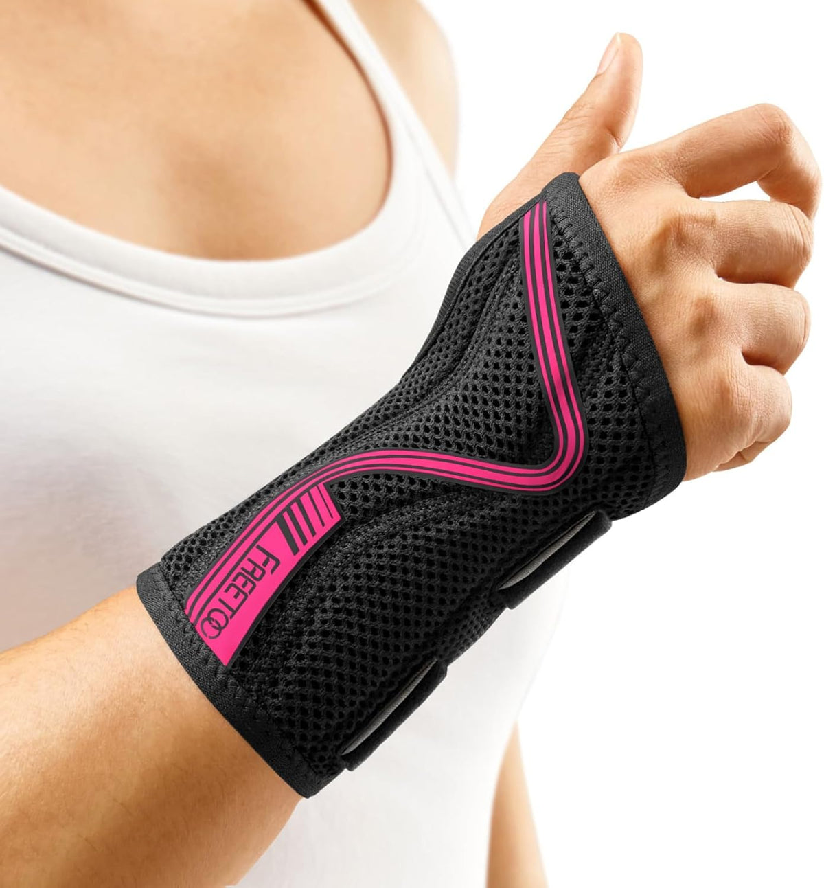 FREETOO Carpal Tunnel Wrist Brace Night Support, Right Hand, Medium