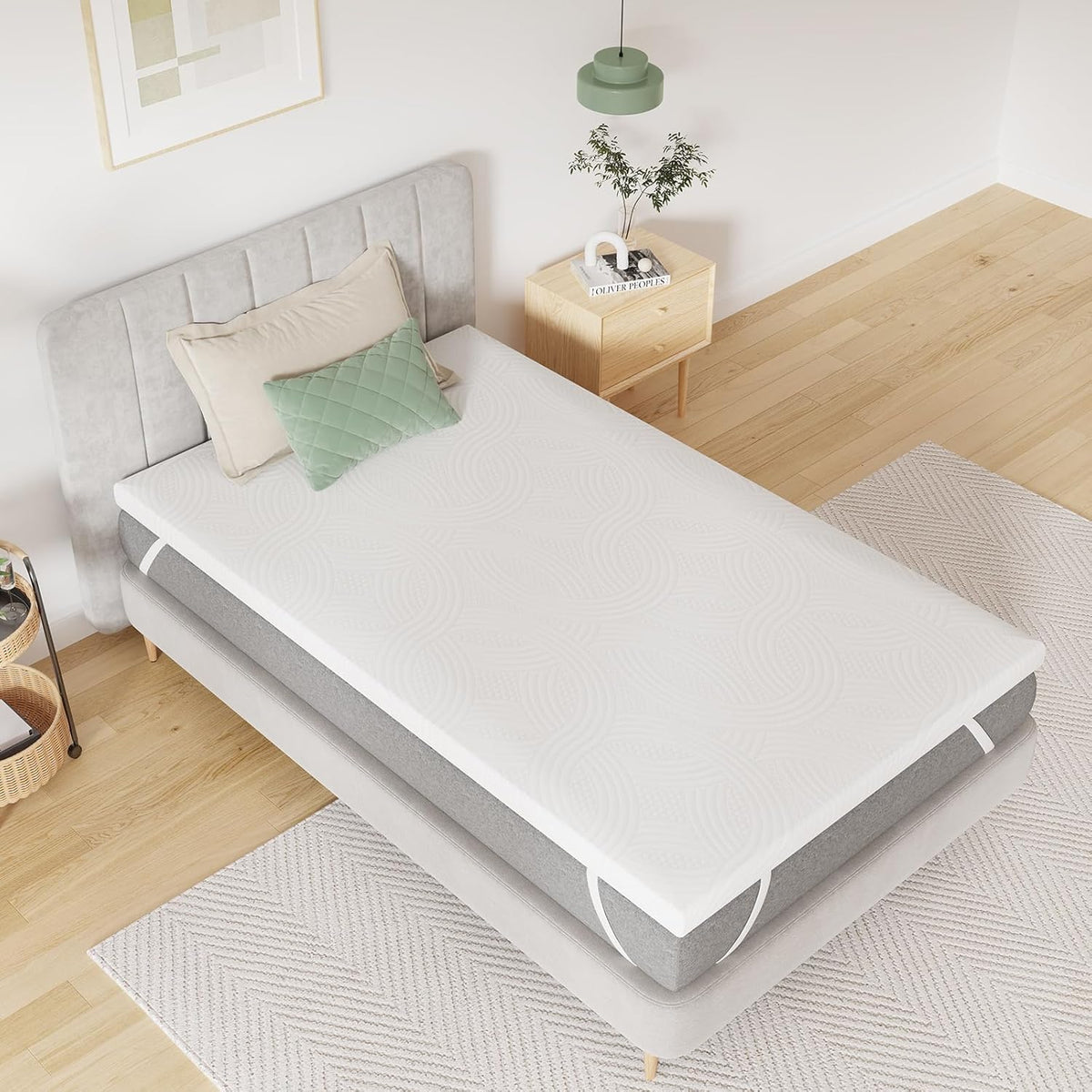 Novilla Twin Memory Foam Mattress Topper 3 Inch, Cooling Gel Infused, Ventilated Pressure Relief Pad, Medium Comfort for Sofa, RV, Camper, Dorm Room